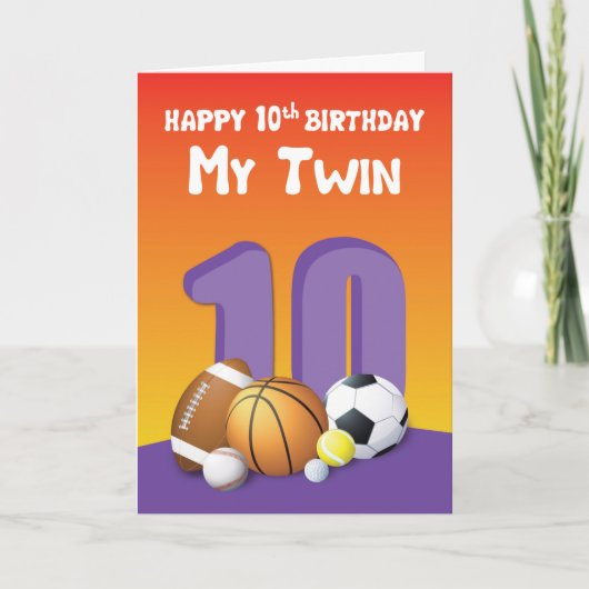 Mijn Twin Sister 10th Birthday Sports Balls Kaart (Voorkant)