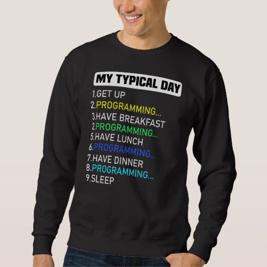 Mijn typische programmeercode voor de dag trui (Voorkant)