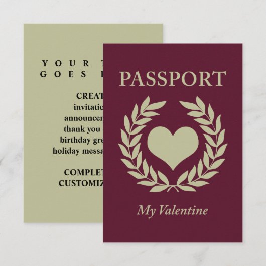mijn uitnodiging voor een valentijn paspoort (Voorkant / Achterkant)