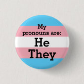 Mijn uitspraken zijn: Hij ze - Trans Flag Ronde Button 3,2 Cm (Voorkant)