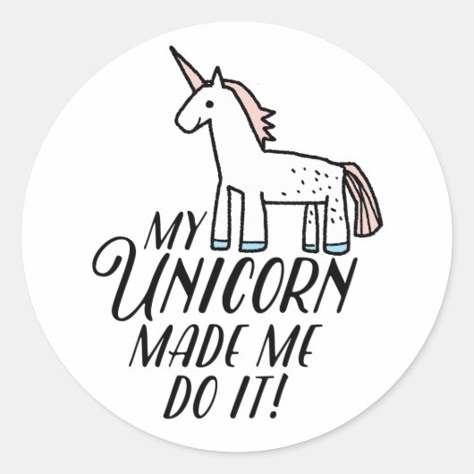 Mijn Unicorn deed het. Ronde Sticker (Voorkant)