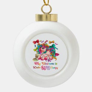 Mijn Unicorn is Kinda Bow Crazy Kerstmis Keramische Bal Ornament