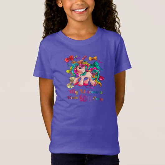Mijn Unicorn is Kinda Bow Crazy voor kinderen T-shirt (Voorkant)