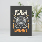 Mijn vaardigheden lopen diep als een goede motormo bedankkaart (Staand voorkant)