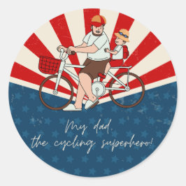 Mijn vader, de fietserige superheld Vaderdag stick Ronde Sticker