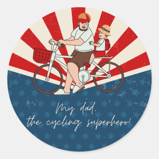 Mijn vader, de fietserige superheld Vaderdag stick Ronde Sticker (Voorkant)
