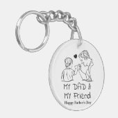 Mijn vader en mijn vriend zijn blij met Vaderdag Sleutelhanger (Voorkant Links)