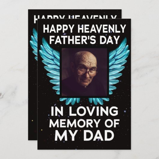 Mijn vader Happy Heavenly Fathers Day, Custom Afbe Feestdagenkaart (Voorkant / Achterkant)