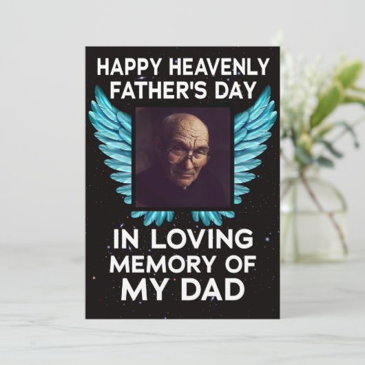 Mijn vader Happy Heavenly Fathers Day, Custom Afbe Feestdagenkaart (Staand voorkant)