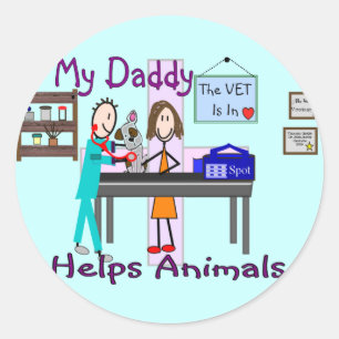 Mijn vader helpt dieren—dierenartsen! ronde sticker