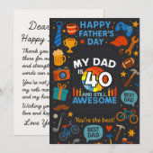 Mijn vader is 40 en nog steeds geweldig Vaderdag c Kaart (Voorkant / Achterkant)