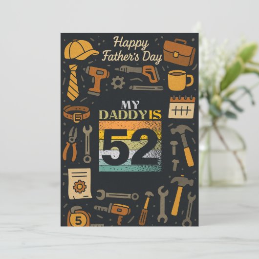 Mijn vader is 52 Vaderdag  Flat Kaarten Gift (Staand voorkant)