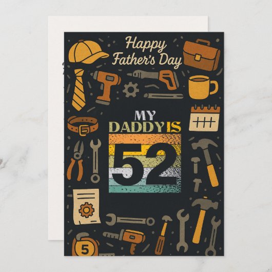Mijn vader is 52 Vaderdag  Flat Kaarten Gift (Voorkant / Achterkant)