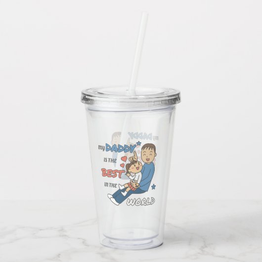 Mijn vader is de beste Schattigee Vaderdag Acryl Drinkbeker (Achterkant)