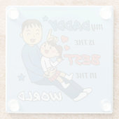 Mijn vader is de beste Schattigee Vaderdag Glazen Onderzetter (Achterkant)