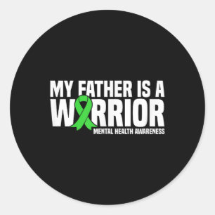 Mijn vader is een krijger groen lint geestelijke g ronde sticker
