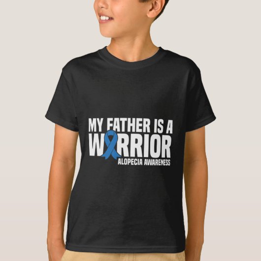 Mijn vader is een Warrior Blue Ribbon Alopecia Awa T-shirt (Voorkant)