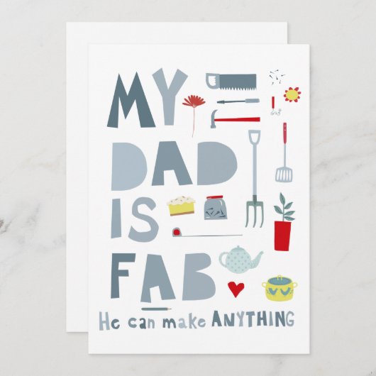 Mijn vader is Fab Greetings Kaart (Voorkant / Achterkant)