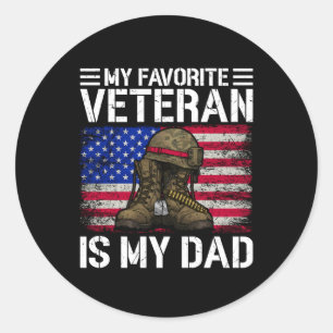 Mijn vader is mijn favoriete veteraan militair vad ronde sticker