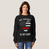 Mijn vader is mijn haro Thin Red Line Heart Flag V Trui (Voorkant volledig)