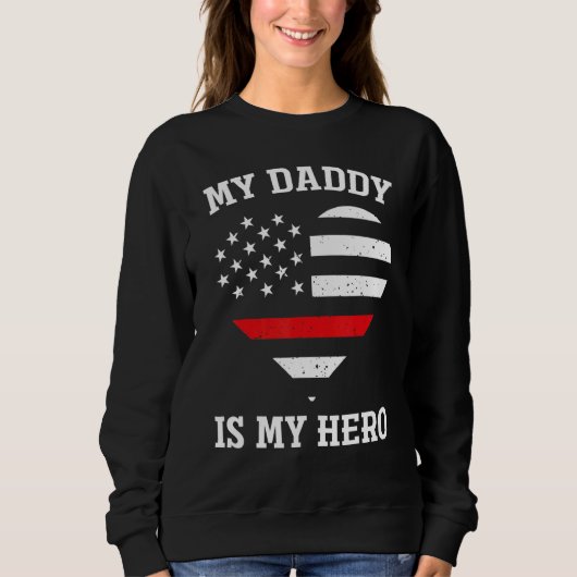 Mijn vader is mijn haro Thin Red Line Heart Flag V Trui (Voorkant)