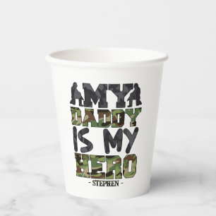 Mijn vader is mijn held - camouflage lettering papieren bekers