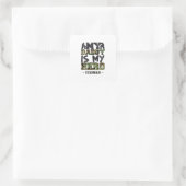 Mijn vader is mijn held - camouflage lettering vierkante sticker (Tas)