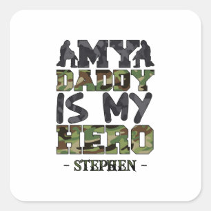 Mijn vader is mijn held - camouflage lettering vierkante sticker