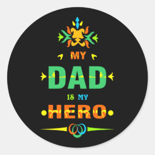 Mijn vader is mijn held ronde sticker