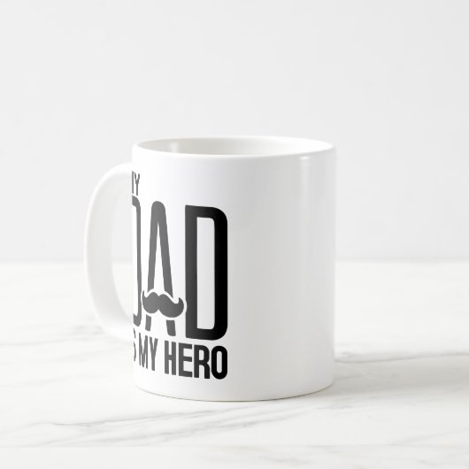 Mijn vader is mijn held - Vaderdag typografie kuns Koffiemok (Voorkant links)