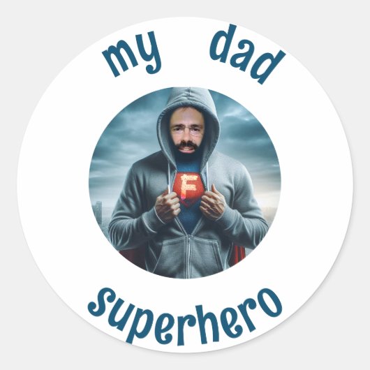 Mijn vader is superheld ronde sticker (Voorkant)