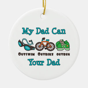 Mijn vader kan buiten de fiets rijden met Triathlo Keramisch Ornament