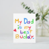 Mijn vader Mijn beste boeddy T-shirts en cadeautje Briefkaart (Staand voorkant)