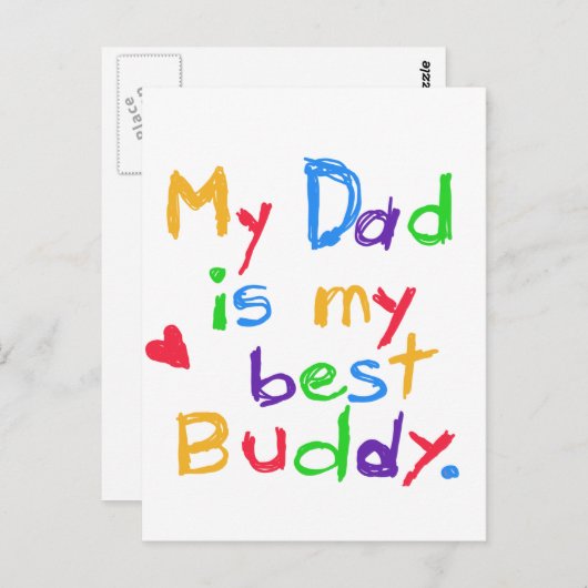 Mijn vader Mijn beste boeddy T-shirts en cadeautje Briefkaart (Voorkant / Achterkant)