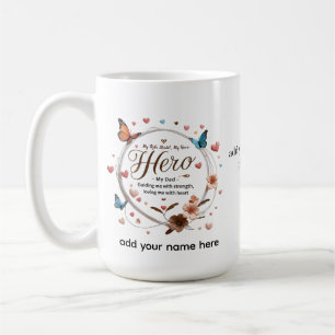Mijn vader, mijn held - 15 oz bloemmok gepersonali koffiemok