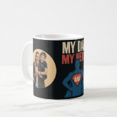 Mijn vader, mijn held | Aangepaste 2-Foto Vaderdag Koffiemok (Voorkant links)
