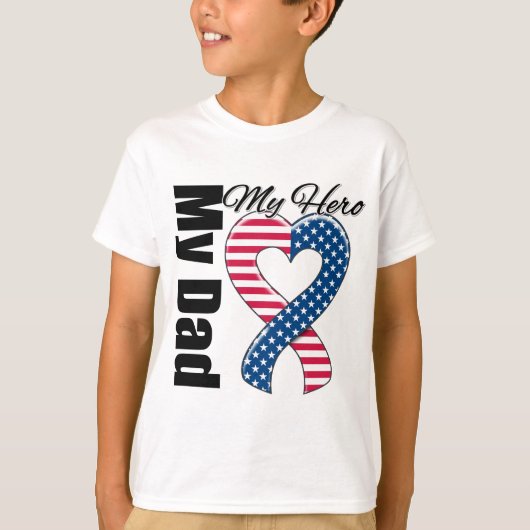 Mijn vader Mijn Hero Patriotic USA Ribbon T-shirt (Voorkant)