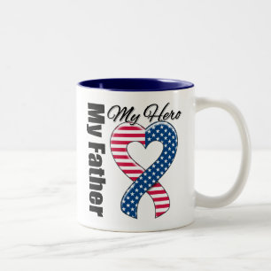 Mijn vader Mijn Hero Patriotic USA Ribbon Tweekleurige Koffiemok