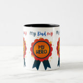 Mijn vader Mijn Hero Vaderdag cadeau Tweekleurige Koffiemok (Center)