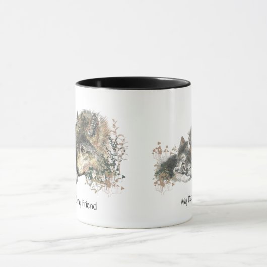 Mijn vader...Mijn vriend Waterverf Wolf Art Mok (Midden)