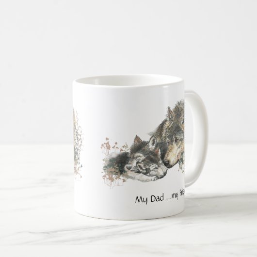 Mijn vader...Mijn vriend Waterverf Wolf Art Mok (Voorkant rechts)