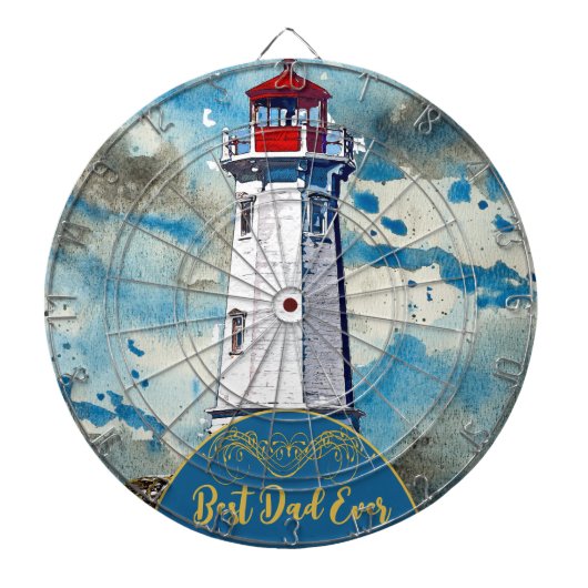 Mijn vader Mijn vuurtoren Beste Pap Ooit Vaderdag Dartbord (Voorkant)