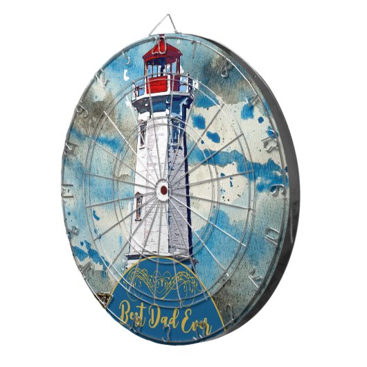 Mijn vader Mijn vuurtoren Beste Pap Ooit Vaderdag Dartbord (Voorkant Rechts)