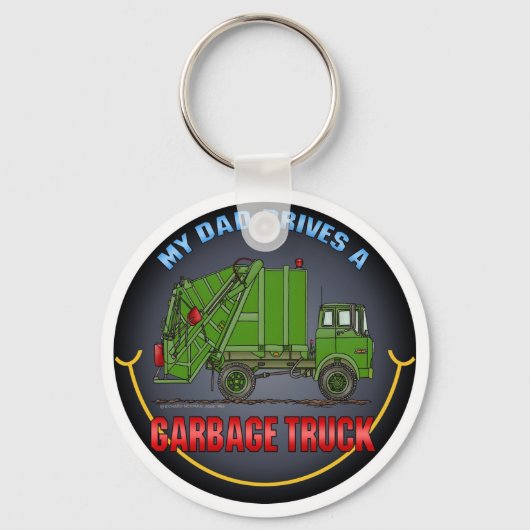 Mijn vader rijdt een vuilniswagen groen Sleutelhan Sleutelhanger (Voorkant)