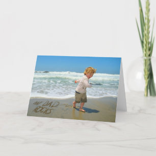 Mijn vader Rocks. Sand Writing Fun op het strand Kaart