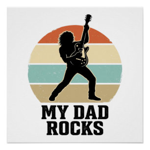 Mijn vader rocks vintage gitaar zonsondergang shir perfect poster