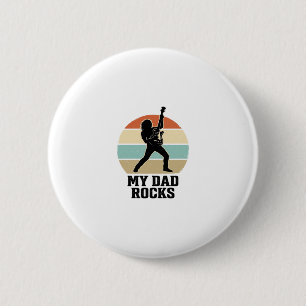 Mijn vader rocks vintage gitaar zonsondergang shir ronde button 5,7 cm