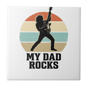 Mijn vader rocks vintage gitaar zonsondergang shir tegeltje