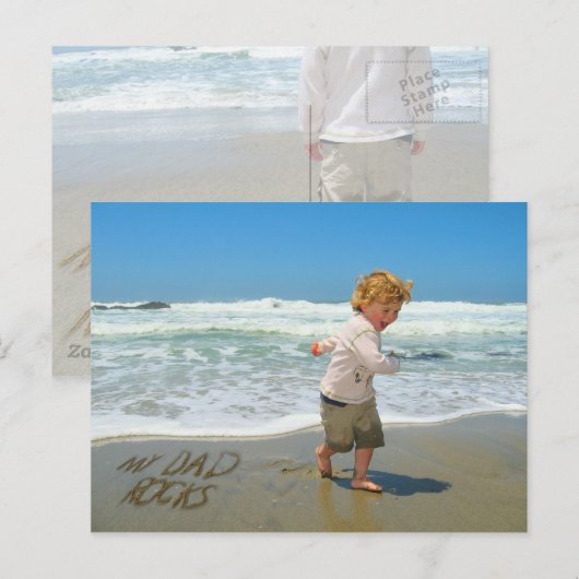 Mijn vader rockt! Zand schrijven Fun op het strand Briefkaart (Voorkant / Achterkant)