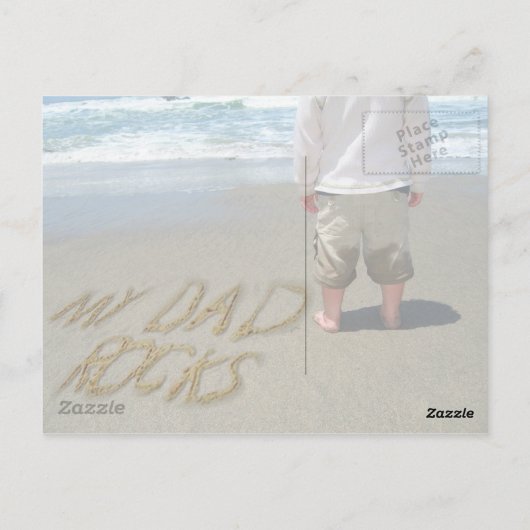Mijn vader rockt! Zand schrijven Fun op het strand Briefkaart (Achterkant)